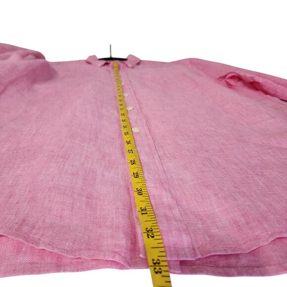 Brooks Brothers Mens 346 The Original Polo Linen Shirt Size Large Pink Button Up - Picture 12 of 12